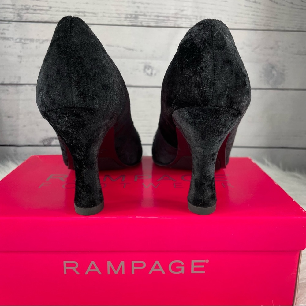 RAMPAGE Velvet Rhinestone Peep Toe Heels, Black, Original Box - Picture 4 of 11